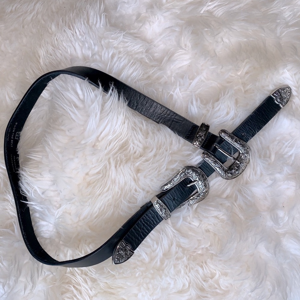 leather double buckle western belt